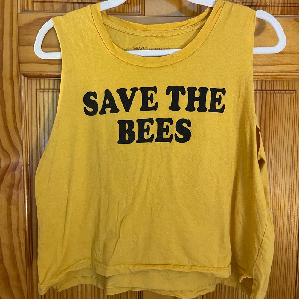 “SAVE THE BEES” yellow cropped tank